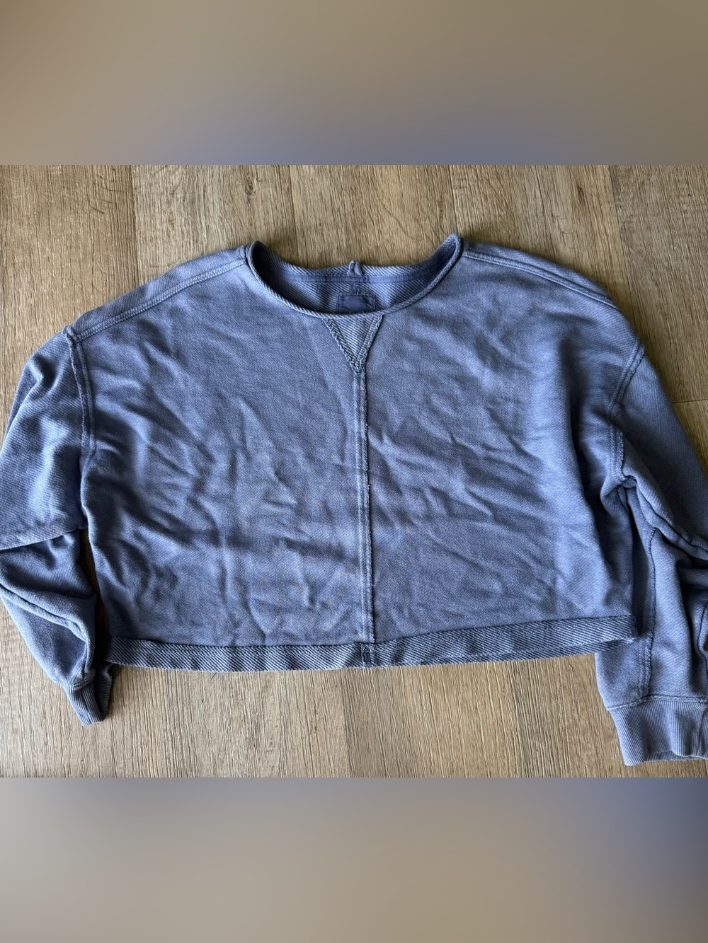 Aerie Cropped Crewneck Sweatshirt in Slate Blue XL